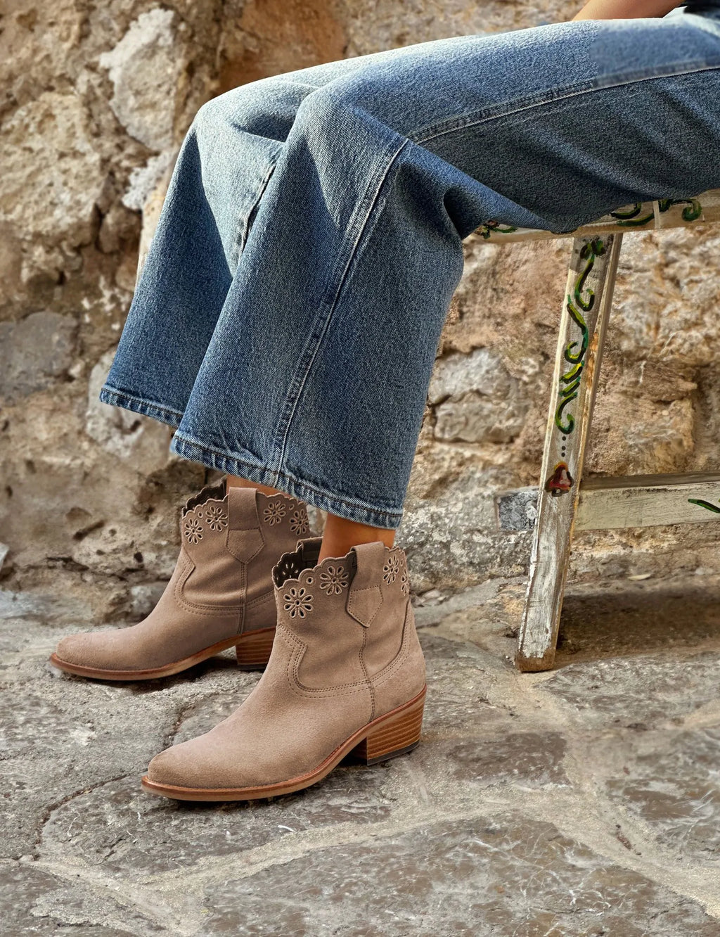 Calie Broderie Suede Cowboy Boot