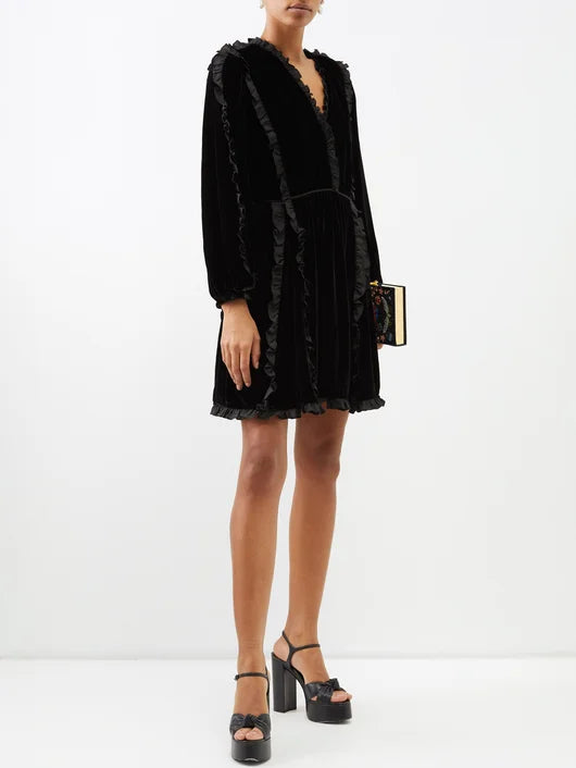 Whistles lavone sales velvet wrap dress