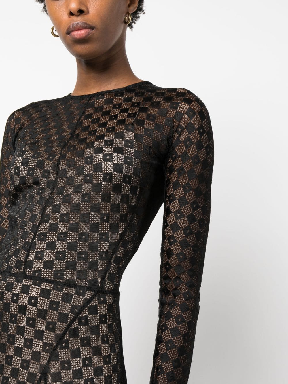 Damier Lace Long Dress