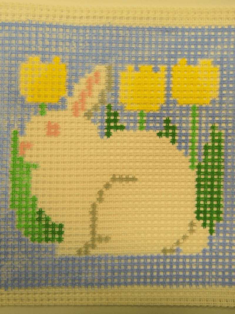 White Bunny with Tulips Quick Kit