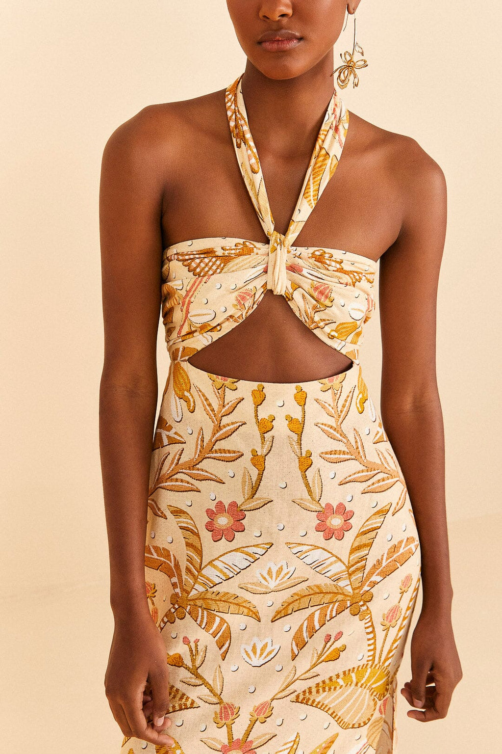 Jungle Chic Sand Midi Dress
