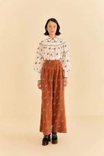 Caramel Embroidered Horses Pants