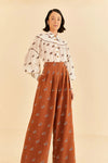 Caramel Embroidered Horses Pants
