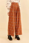 Caramel Embroidered Horses Pants