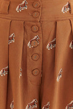 Caramel Embroidered Horses Pants