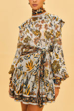 Floral Tapestry Silver Mini Skirt