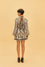 Floral Tapestry Silver Mini Skirt