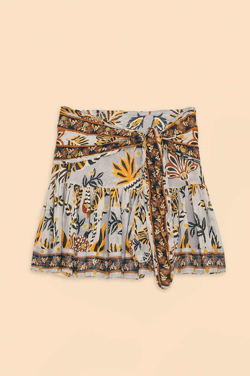 Floral Tapestry Silver Mini Skirt