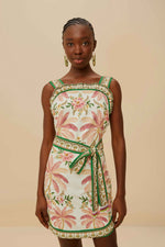Palm Dream Off-White Sleeveless Angled Mini Dress