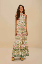 Palm Dream Off-White Sleeveless Maxi Dress