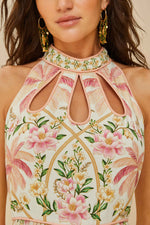 Palm Dream Off-White Sleeveless Maxi Dress