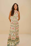 Palm Dream Off-White Sleeveless Maxi Dress