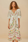 Palm Dream Off-White Wrap Midi Dress