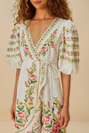 Palm Dream Off-White Wrap Midi Dress