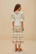 Palm Dream Off-White Wrap Midi Dress