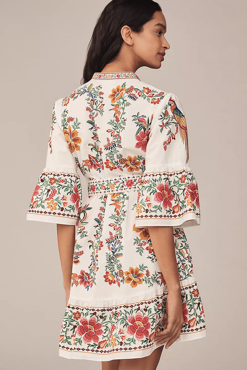 Delicate Forest Scarves Off-White Mini Dress