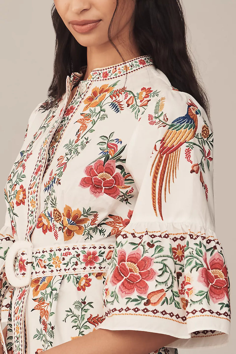 Delicate Forest Scarves Off-White Mini Dress