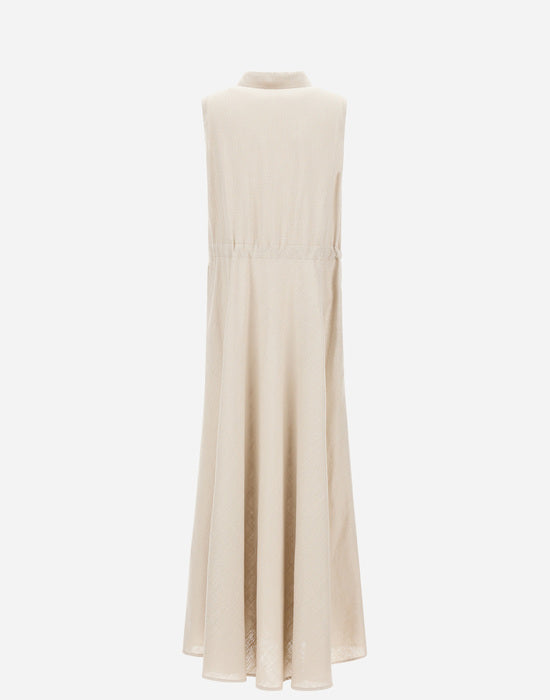 Linen Sleeveless Drawstring Dress