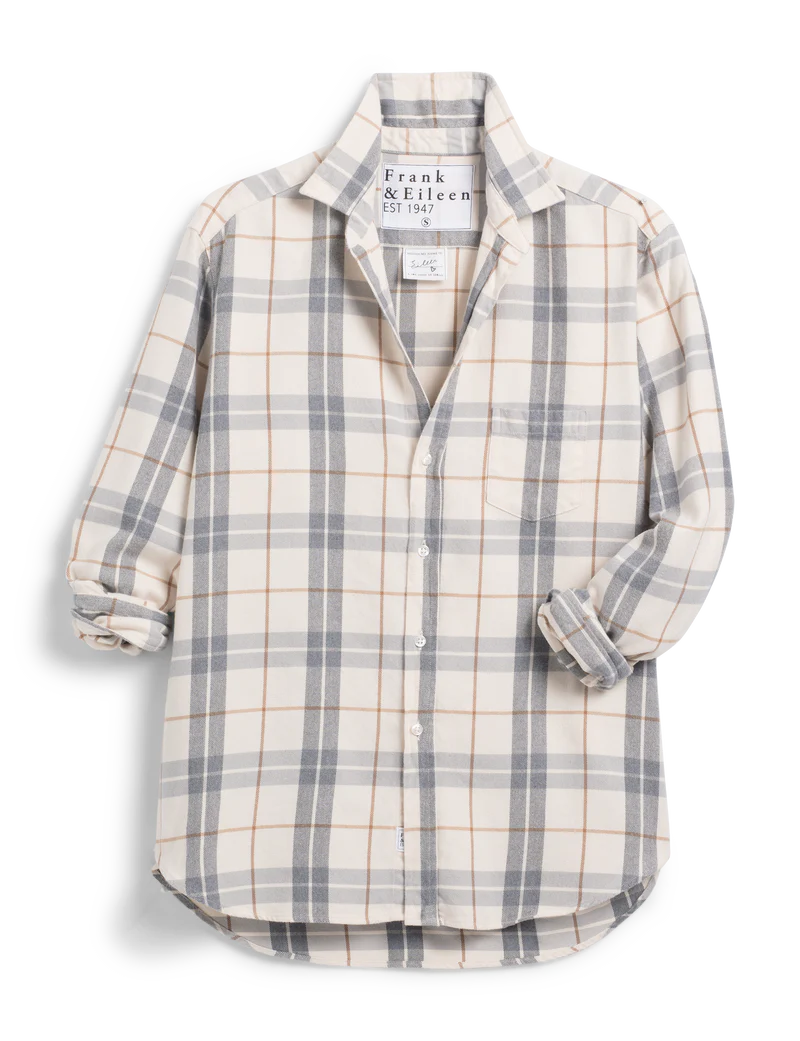 Cream with Gray Flannel Eileen Relaxed Button-Up
