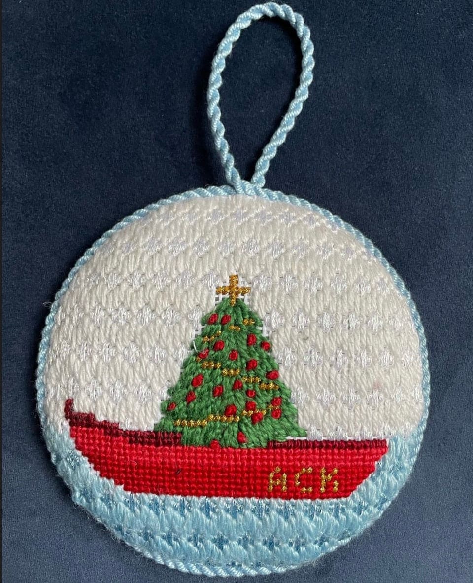 Christmas Tree Row Boat Ornament