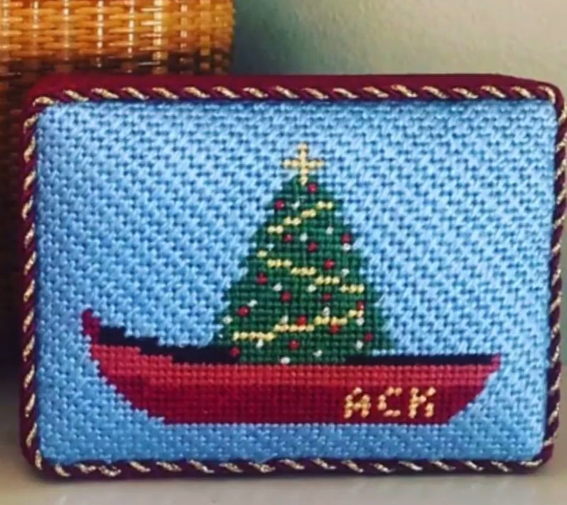 Christmas Tree Row Boat Ornament