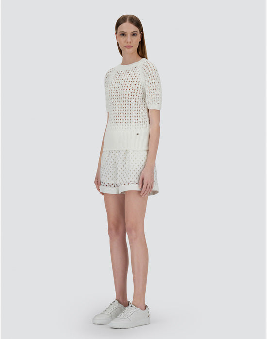 Crochet Effect Short Sleeve Top