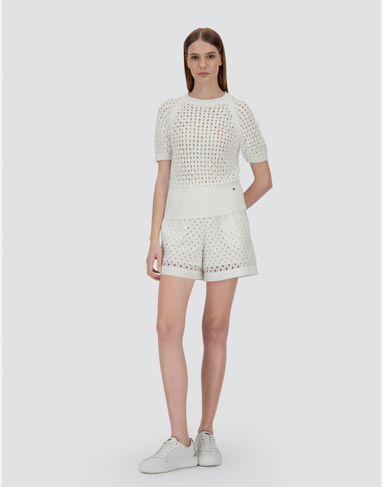 Crochet Effect Short Sleeve Top