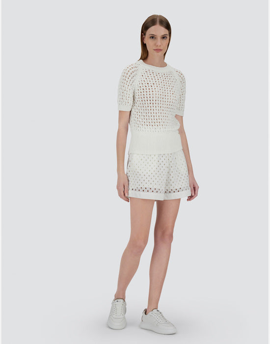 Crochet Effect Short Sleeve Top