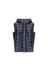 Shiny Nylon Hooded Vest with Knitted Back