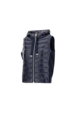 Shiny Nylon Hooded Vest with Knitted Back
