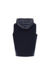 Shiny Nylon Hooded Vest with Knitted Back