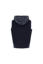 Shiny Nylon Hooded Vest with Knitted Back