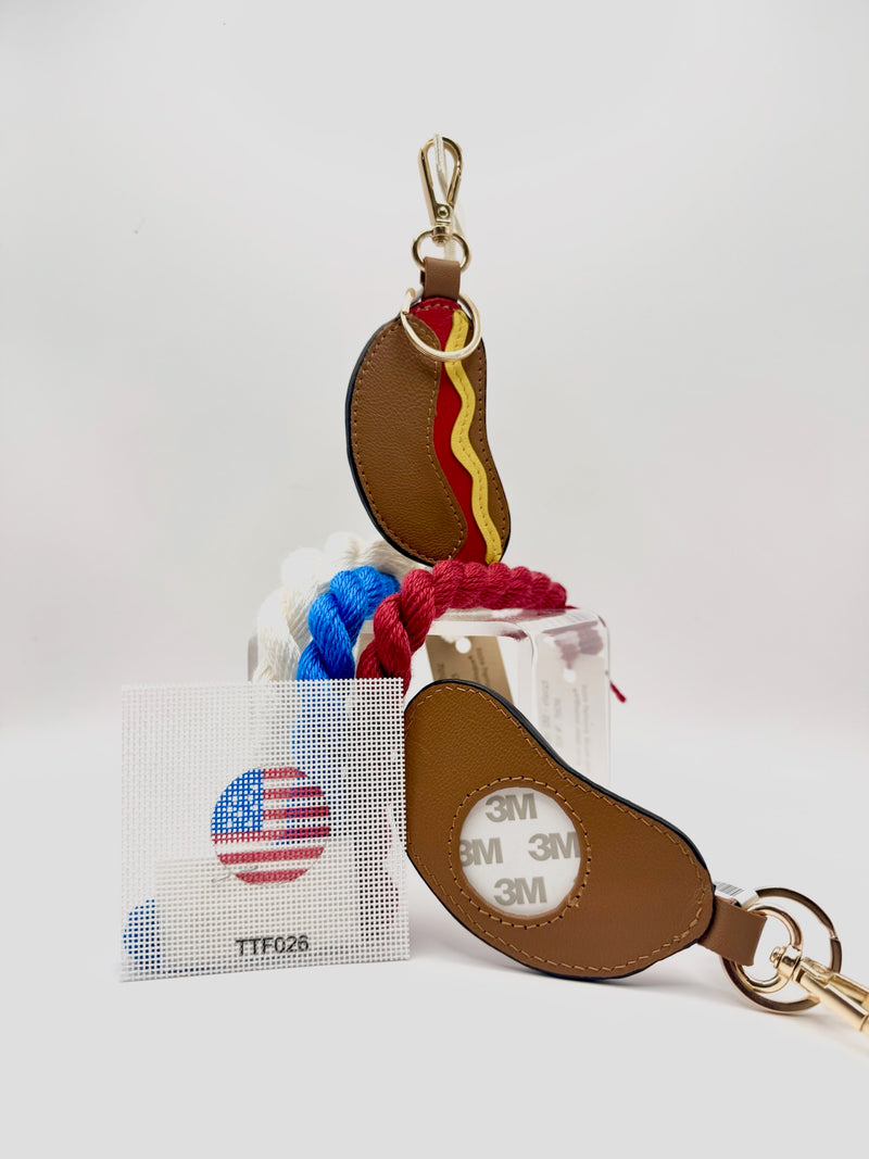 Hot Dog Leather Key Fob