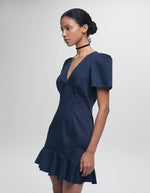 Zeina Dress Navy Cotton