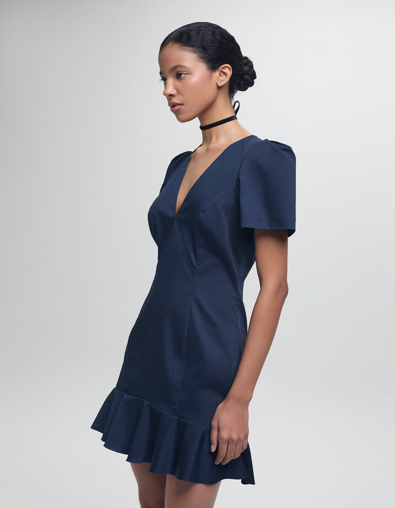 Zeina Dress Navy Cotton