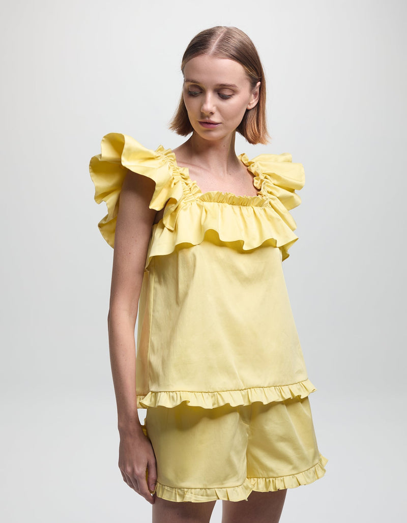 Gabriela Top Light Yellow Cotton