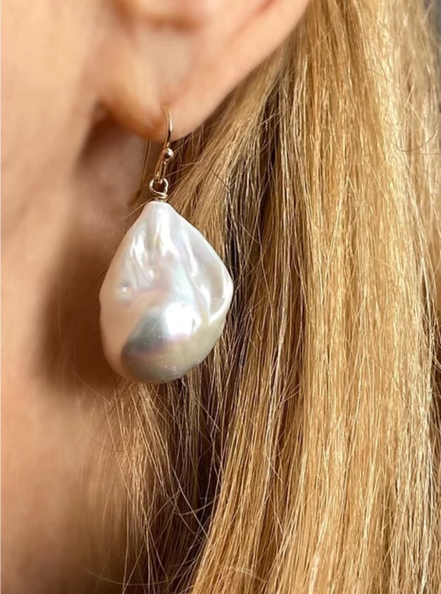 Large Baroque Pearl Earrings