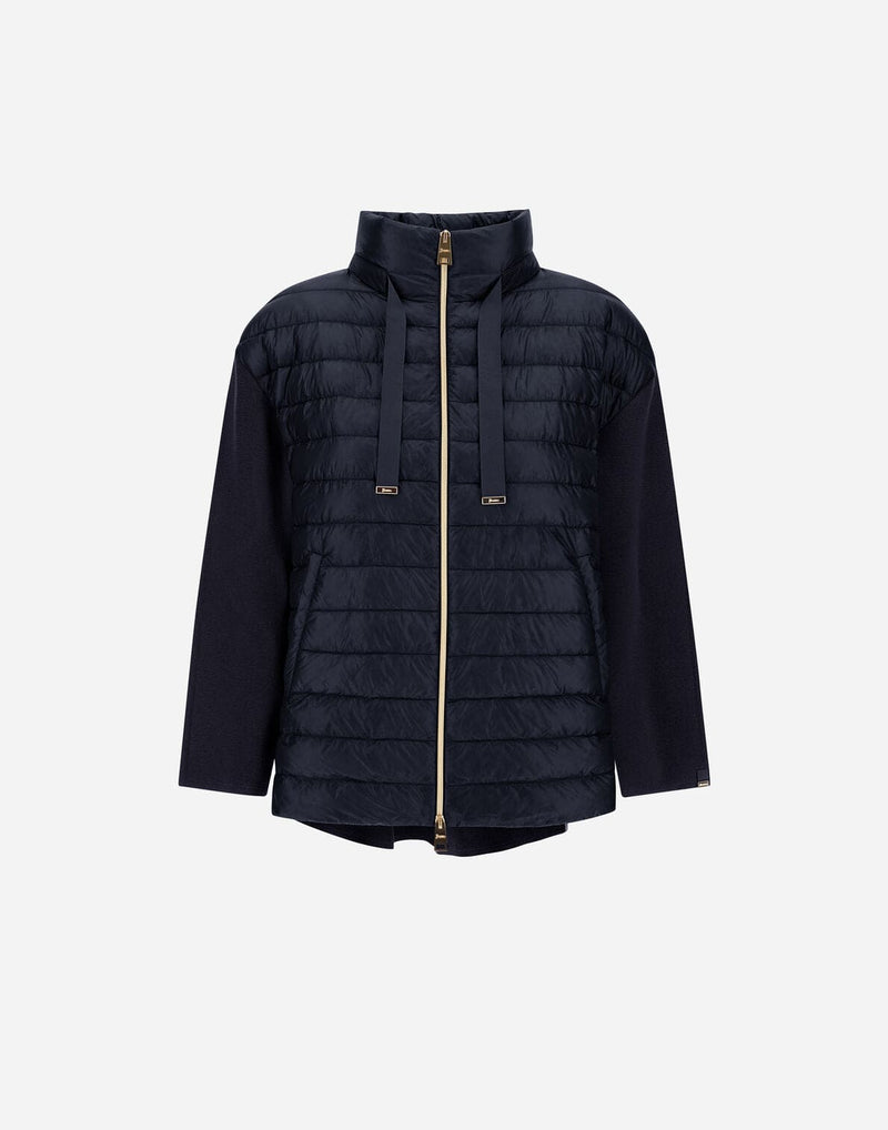 Long Shiny Nylon & Knitted Jacket
