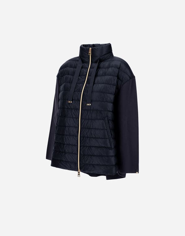Long Shiny Nylon & Knitted Jacket
