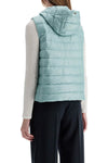 Shiny Nylon Quilted Vest with Hood