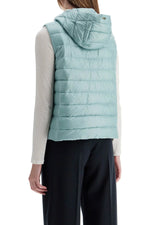 Shiny Nylon Quilted Vest with Hood