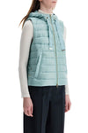 Shiny Nylon Quilted Vest with Hood