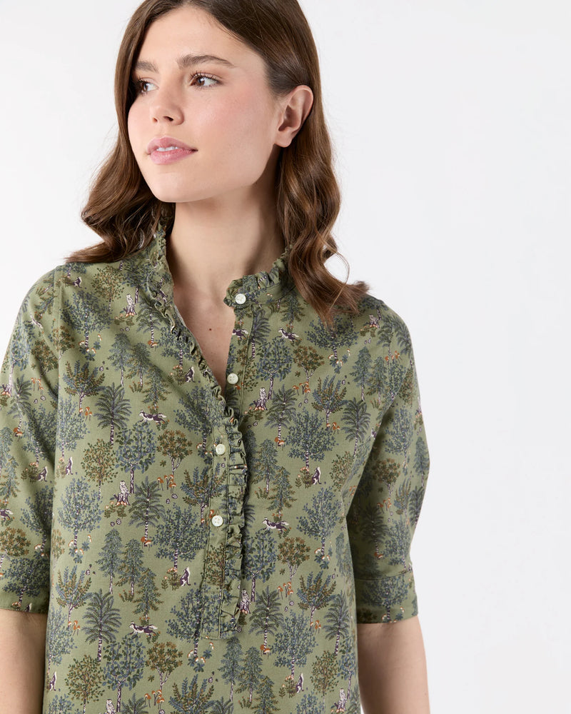 Elbow-Sleeve Frill Dress