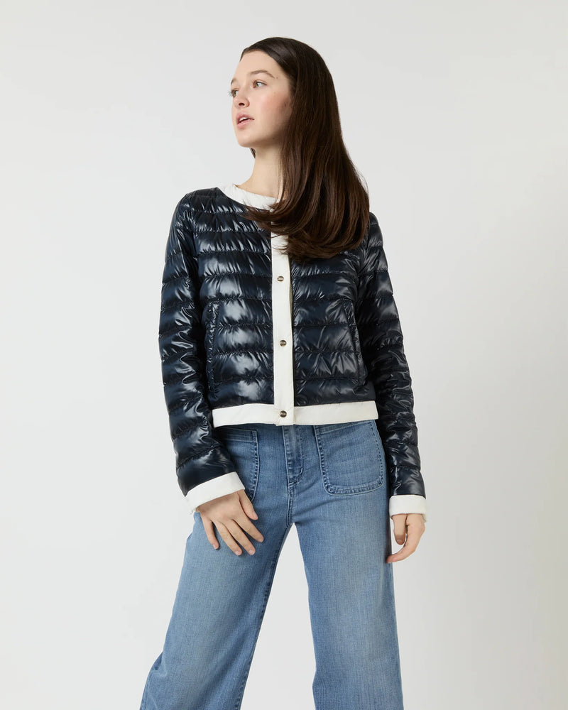 Shiny Nylon Jacket with Matte Trims