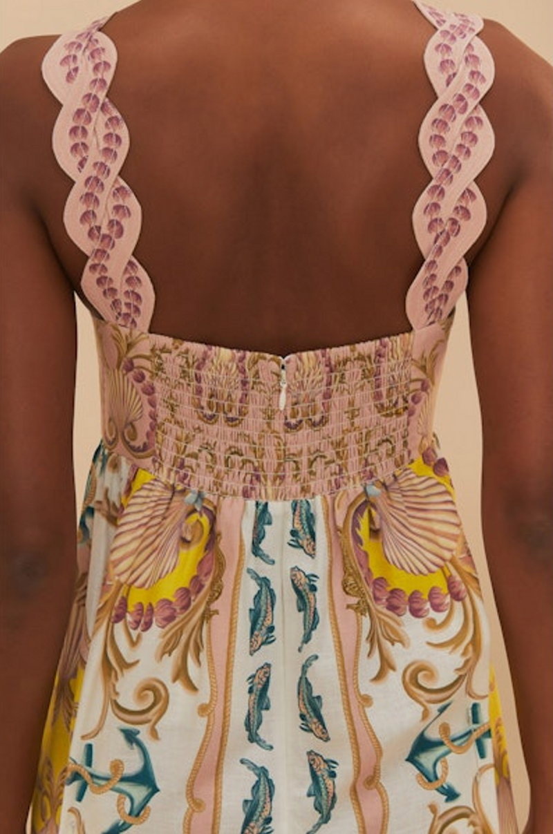 Maritime Magic Off-White Sleeveless Maxi Dress