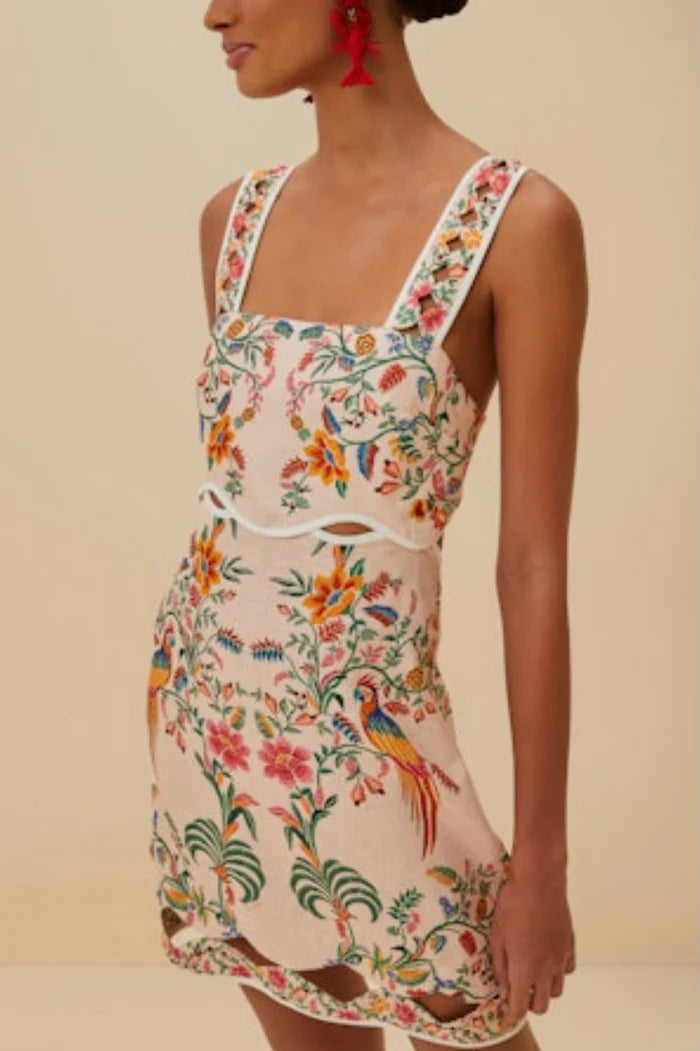 Delicate Forest Pink Mini Dress