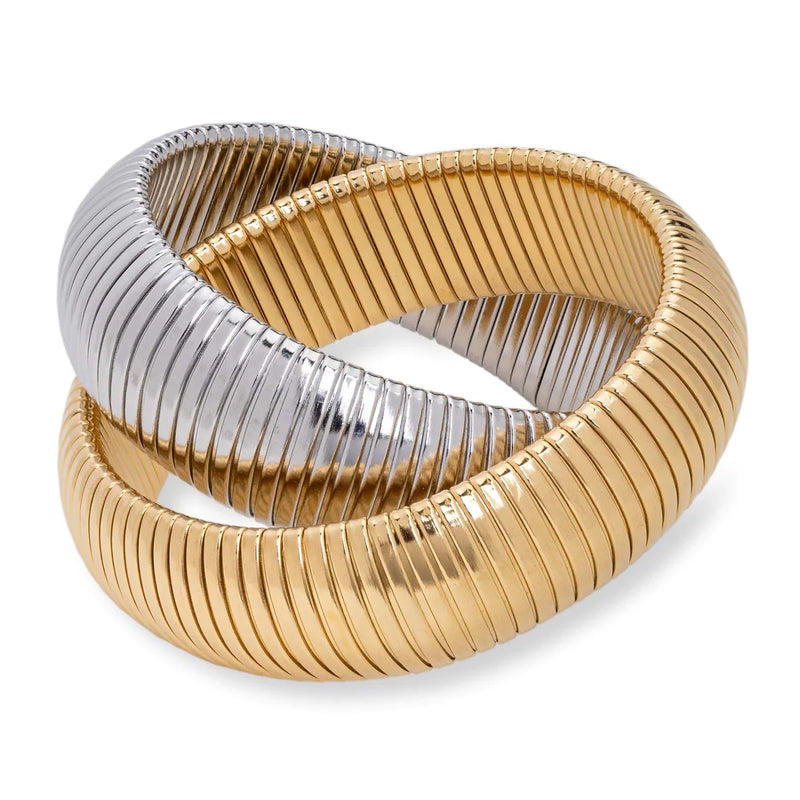 Multi Bangle Silver & Gold Thick