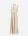 Linen Sleeveless Drawstring Dress