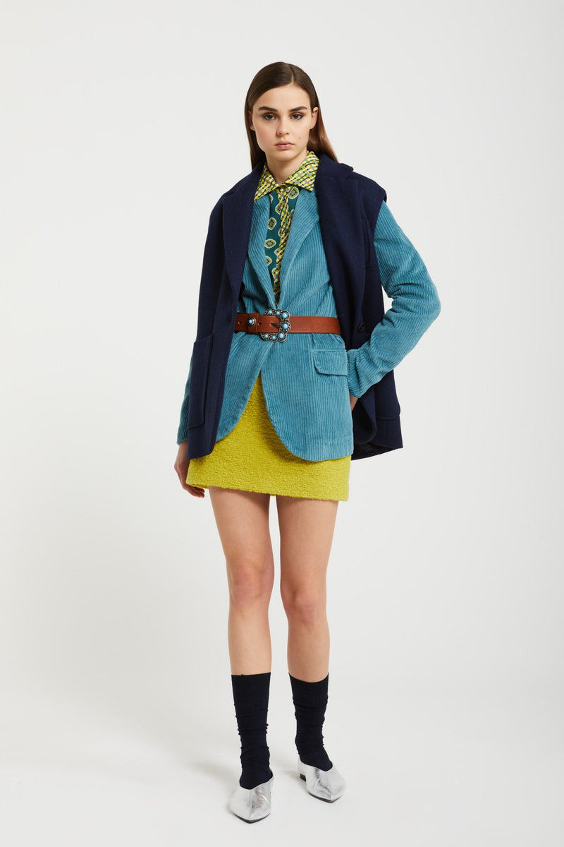 Wool-Blend Short Trapeze Skirt