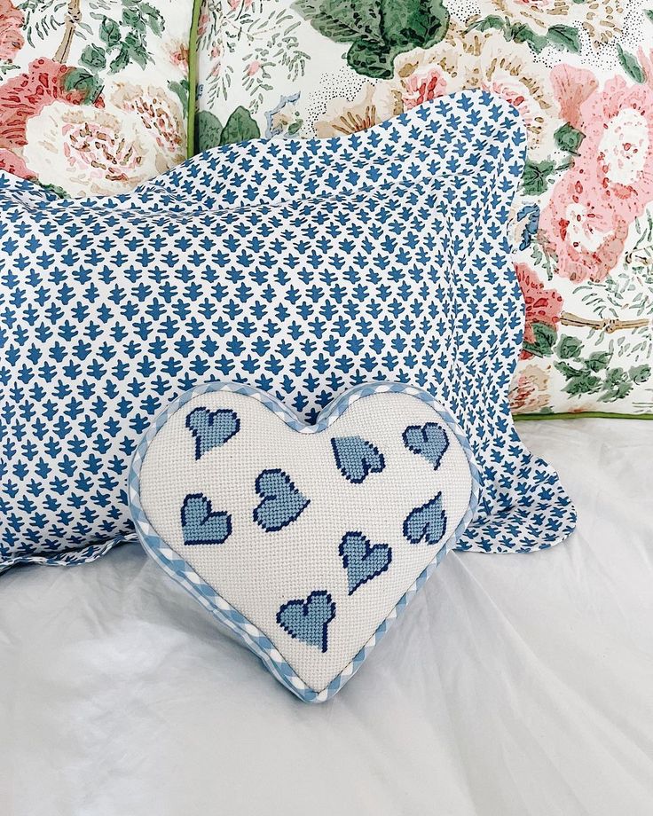 Blue Hearts Pillow